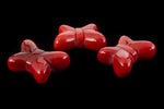 Vintage 14mm x 18.5mm Red Glass Butterfly #XS37-F