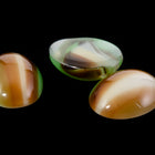 Vintage 8mm x 10mm Green/Brown/White Stripe Oval Cabochon #XS43-C