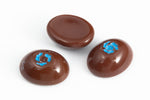 Vintage 8mm x 10mm Brown Oval Cabochon with Blue Flower (2 Pcs) #XS46-A-6