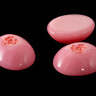 Vintage 8mm x 10mm Pink Oval Cabochon with Pink Flower (2 Pcs) #XS46-C-1