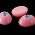 Vintage 8mm x 10mm Pink Oval Cabochon with Blue Flower (2 Pcs) #XS46-C-3