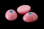 Vintage 8mm x 10mm Pink Oval Cabochon with Blue Flower (2 Pcs) #XS46-C-3