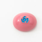 Vintage 8mm x 10mm Pink Oval Cabochon with Blue Flower (2 Pcs) #XS46-C-3