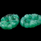 Vintage 6mm x 8mm Jade Green Carved Flower Oval Cabochon #XS5-C Sm