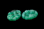 Vintage 6mm x 8mm Jade Green Carved Flower Oval Cabochon #XS5-C Sm