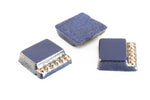 Vintage 7mm Dark Blue Square With Silver Beaded Edge #XS52-A