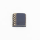 Vintage 7mm Dark Blue Square With Silver Beaded Edge #XS52-A