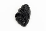 Vintage 12mm x 18mm Black Deco Feather Plume Cabochon #XS54-A