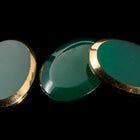 Vintage 13mm x 18mm Gold Edged Green Oval Cabochon #XS6-F