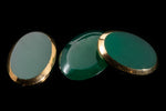 Vintage 13mm x 18mm Gold Edged Green Oval Cabochon #XS6-F