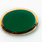 Vintage 13mm x 18mm Gold Edged Green Oval Cabochon #XS6-F