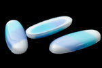 Vintage 10mm x 26mm Aqua/Blue/White Stripe Oval Cabochon #XS67-H