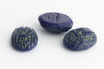 Vintage 6mm x 8mm Navy/Olive Scarab Cabochon #XS81-E-1