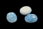 Vintage 6mm x 8mm White/Blue Scarab Cabochon #XS81-G