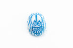 Vintage 6mm x 8mm White/Blue Scarab Cabochon #XS81-G