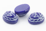 Vintage 6mm x 8mm Blue/White Scarab Cabochon #XS81-H