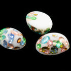 Vintage 6mm x 8mm White Confetti Oval Cabochon #XS88-A