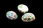 Vintage 6mm x 8mm White Confetti Oval Cabochon #XS88-A