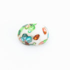 Vintage 6mm x 8mm White Confetti Oval Cabochon #XS88-A