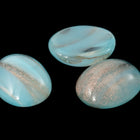 Vintage 8mm x 10mm Rose Gold/Sky Blue Stripe Oval Cabochon #XS99-E