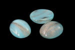 Vintage 8mm x 10mm Rose Gold/Sky Blue Stripe Oval Cabochon #XS99-E